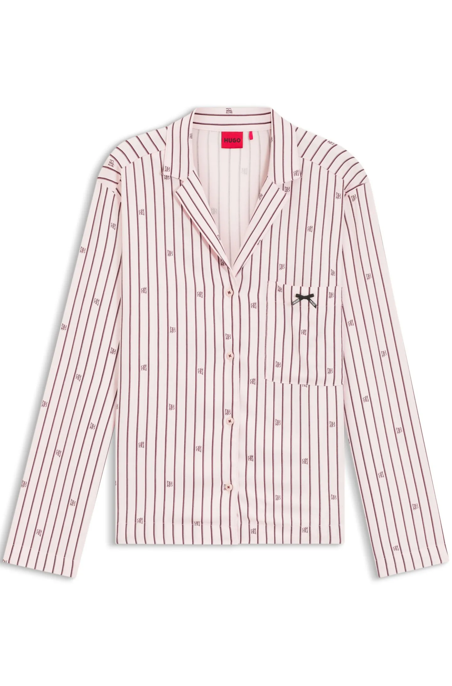 Pyjama-Hemd mit Streifen und gestapelten Logos