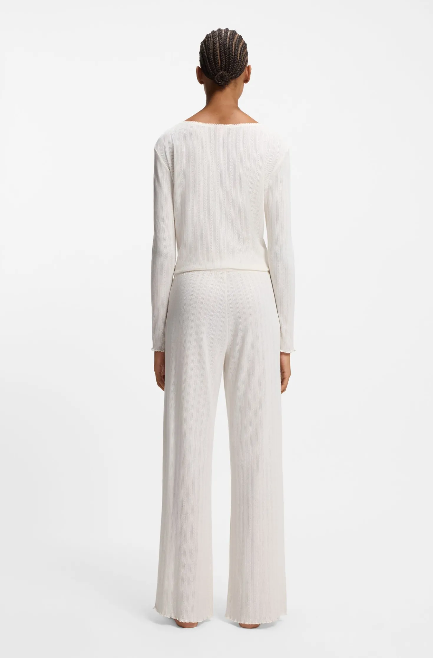 Pyjama-Hose aus Pointelle mit Rüschen