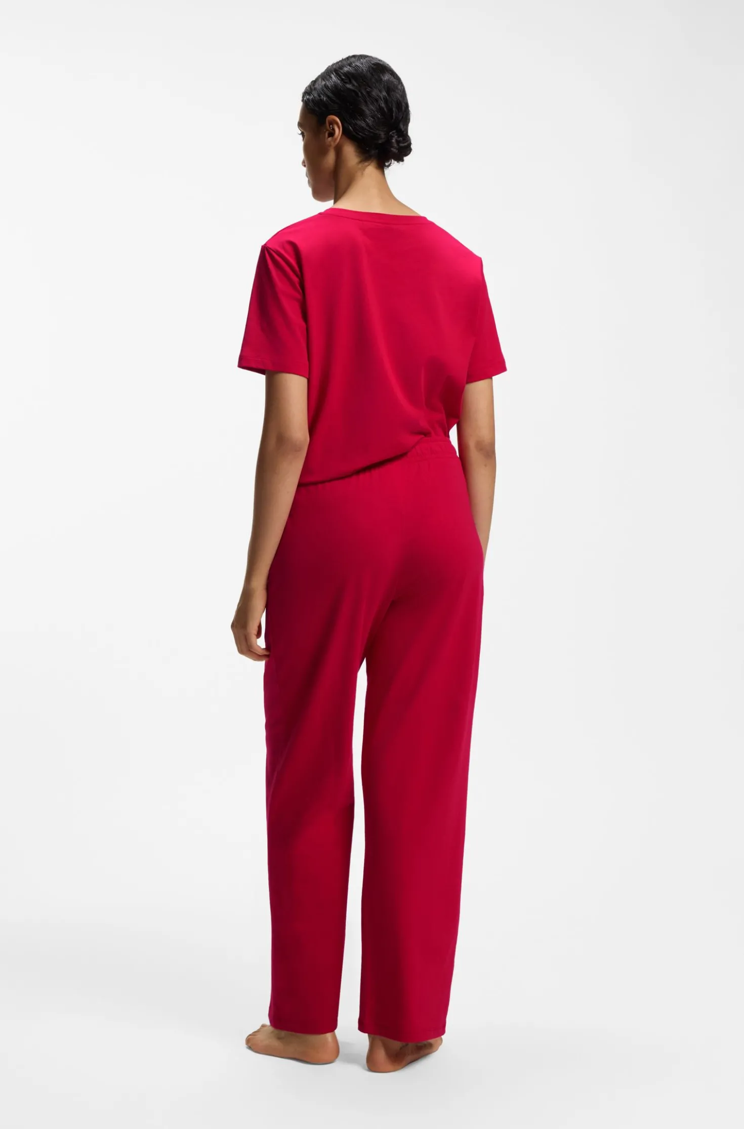 Pyjama-Hose aus Stretch-Baumwolle mit Tunnelzug und Logo-Detail