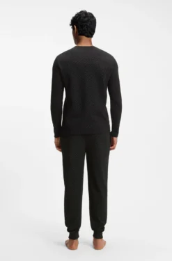 Pyjama-Hose aus Waffelgewebe mit Monogramm-Print und Bündchen