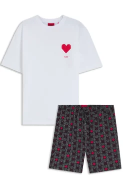 Pyjama-Set aus Baumwolle mit Herz-Print in Geschenkbox