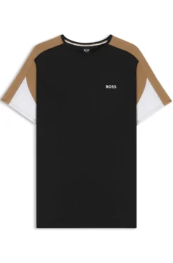 Pyjama-Shirt aus Baumwoll-Mix mit kontrastfarbenen Einsätzen