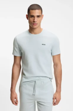 Pyjama-Shirt aus Baumwoll-Mix mit Logo-Stickerei