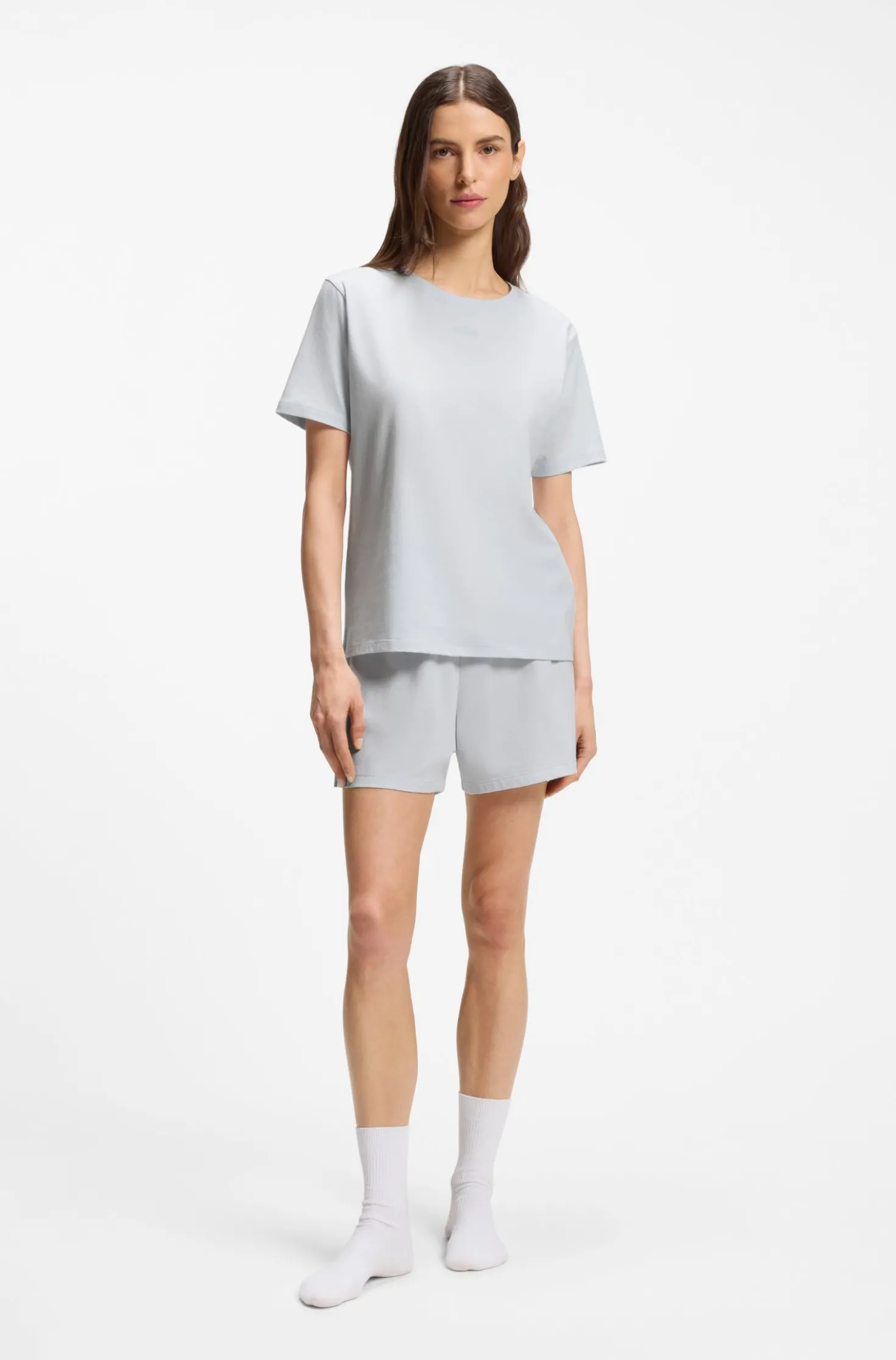 Pyjama-Shirt aus Stretch-Baumwolle mit Logo-Print