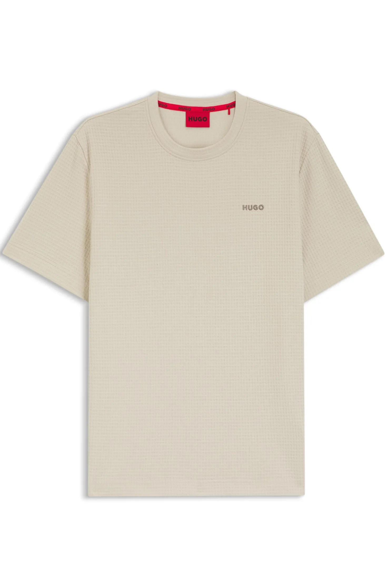 Pyjama-Shirt mit Waffelstruktur und Logo-Stickerei