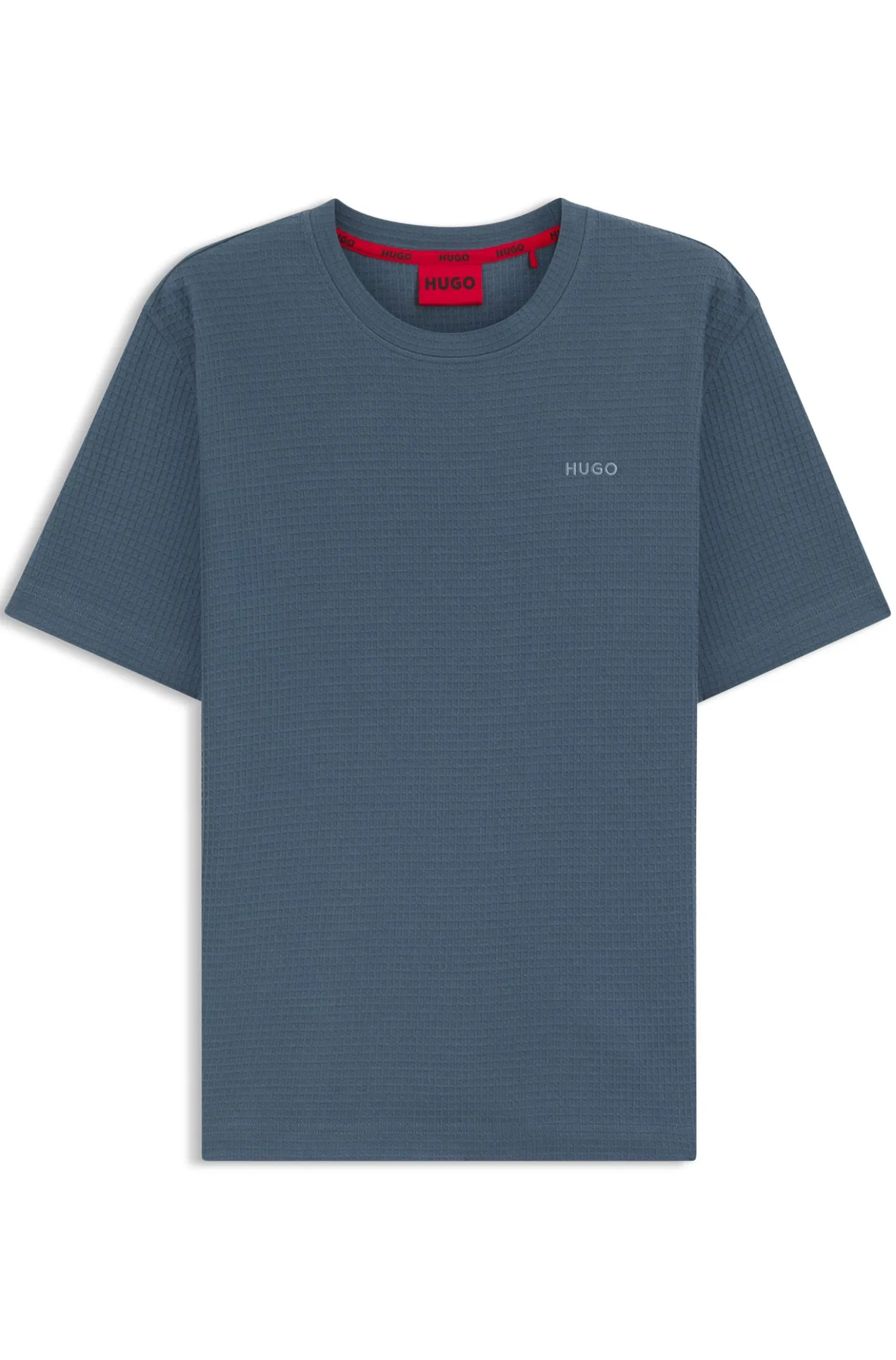 Pyjama-Shirt mit Waffelstruktur und Logo-Stickerei