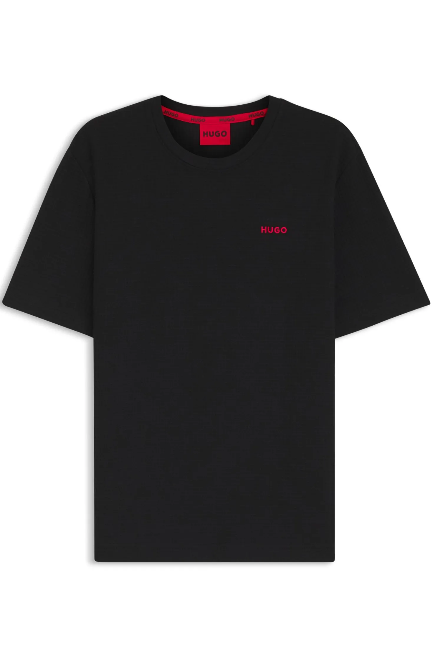Pyjama-Shirt mit Waffelstruktur und Logo-Stickerei