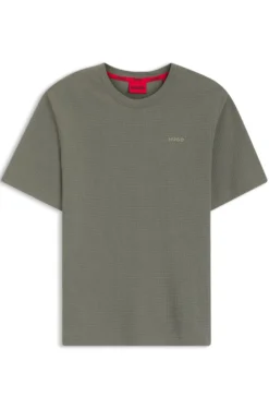 Pyjama-Shirt mit Waffelstruktur und Logo-Stickerei
