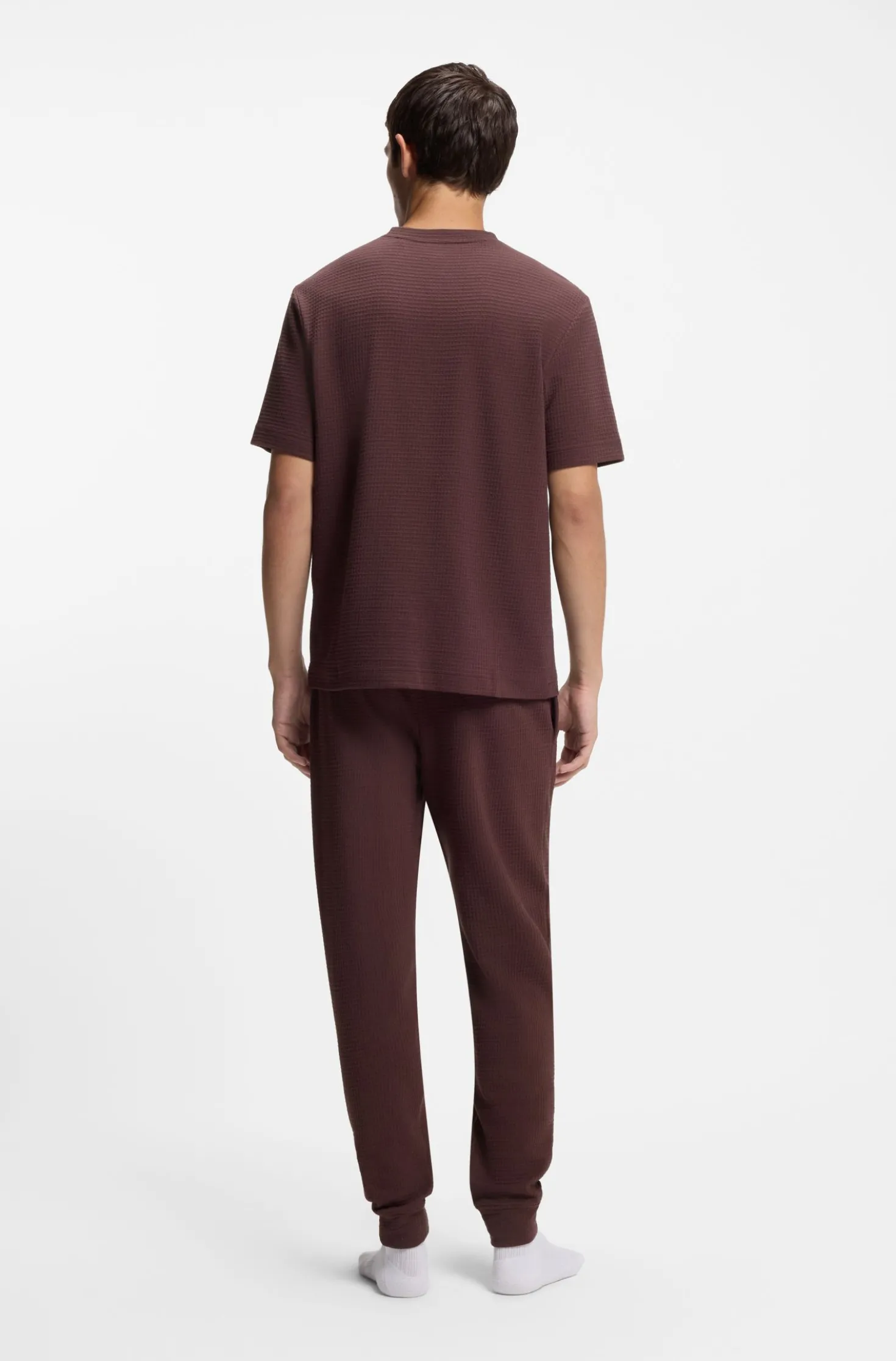 Pyjama-Shirt mit Waffelstruktur und Logo-Stickerei