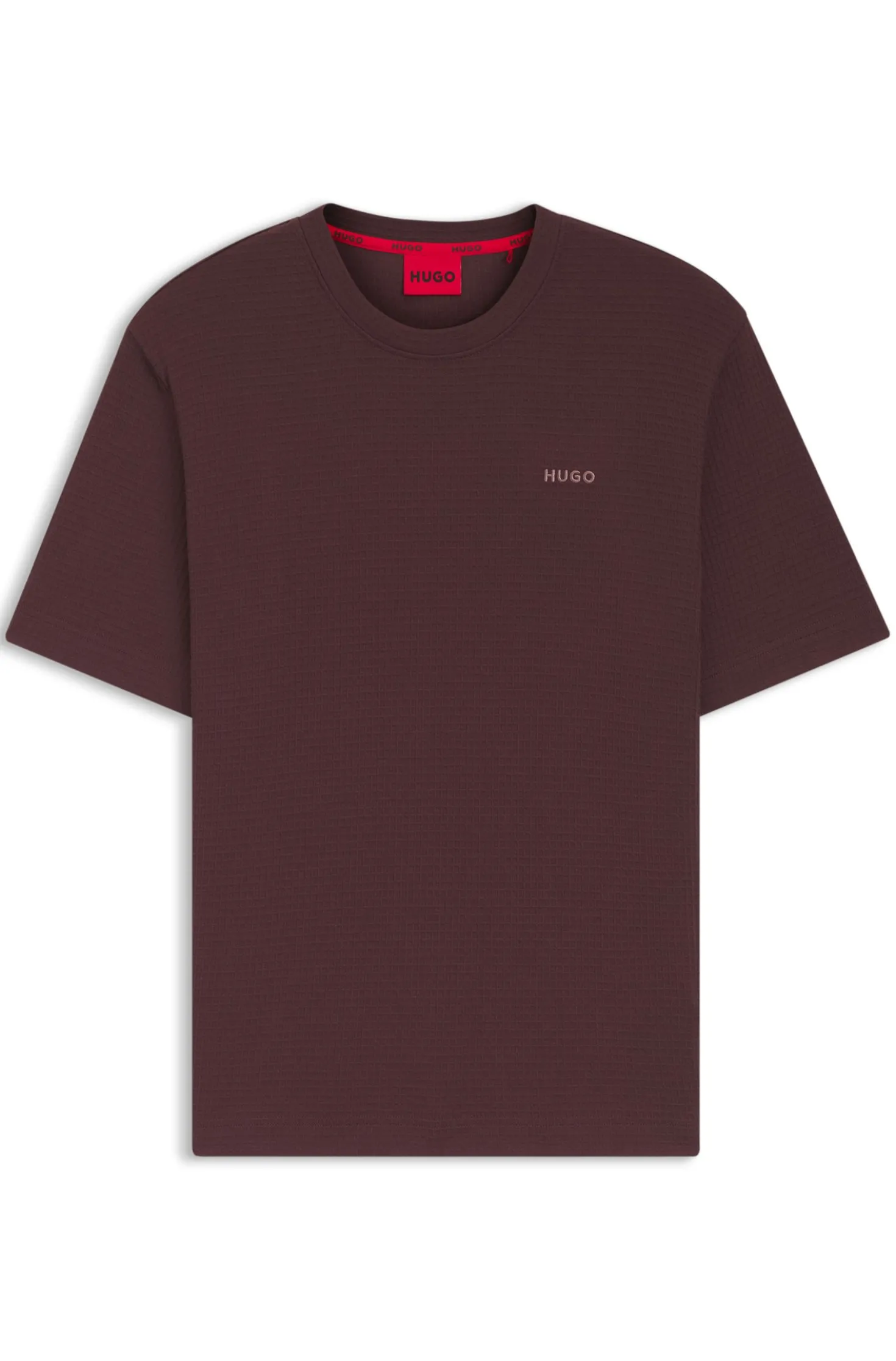 Pyjama-Shirt mit Waffelstruktur und Logo-Stickerei