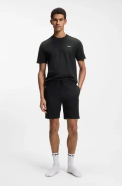 Pyjama-Shorts aus Baumwoll-Mix mit Logo-Stickerei