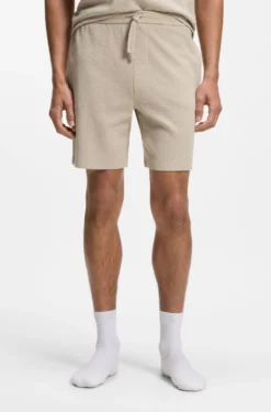 Pyjama-Shorts aus Baumwoll-Mix mit Logo-Stickerei