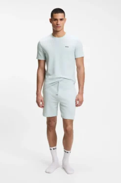 Pyjama-Shorts aus Baumwoll-Mix mit Logo-Stickerei