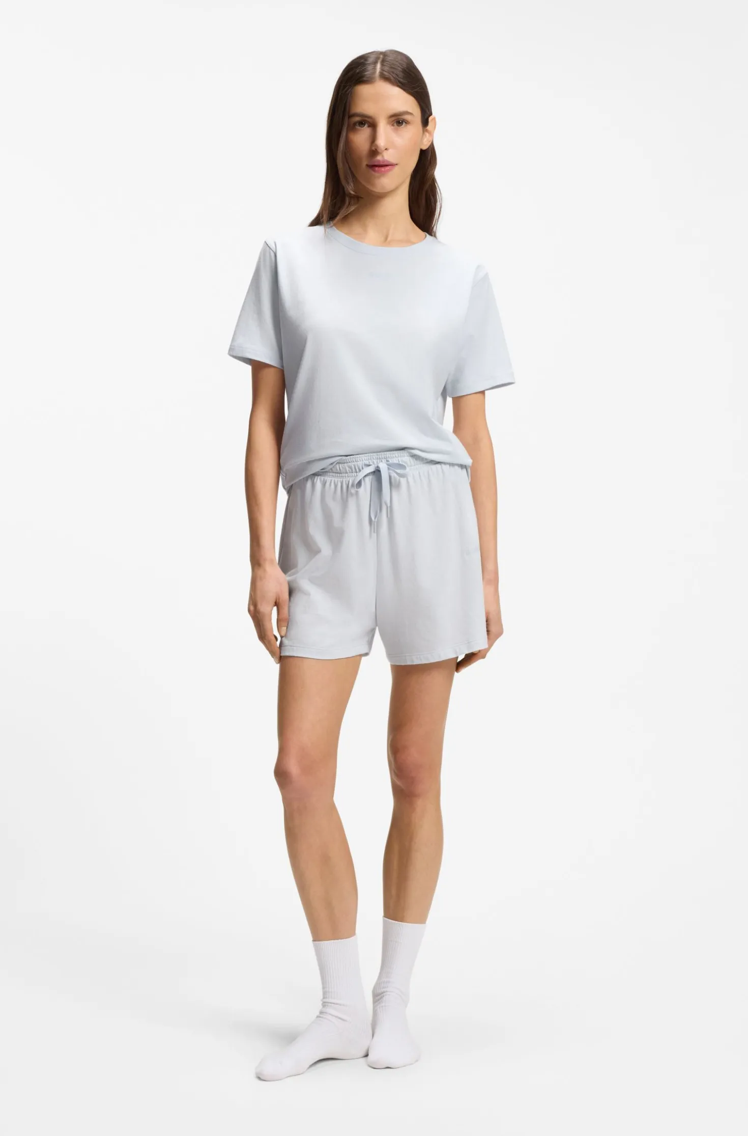 Pyjama-Shorts aus elastischer Baumwolle mit Logo-Kordeln