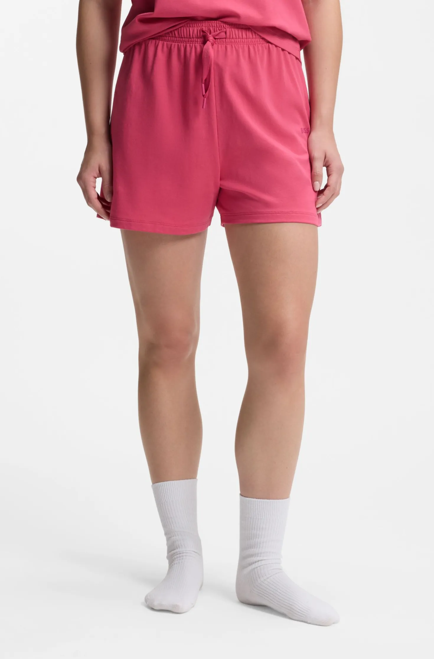 Pyjama-Shorts aus elastischer Baumwolle mit Logo-Kordeln