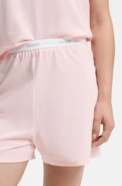 Pyjama-Shorts aus elastischem Baumwoll-Jersey mit Logo-Bund