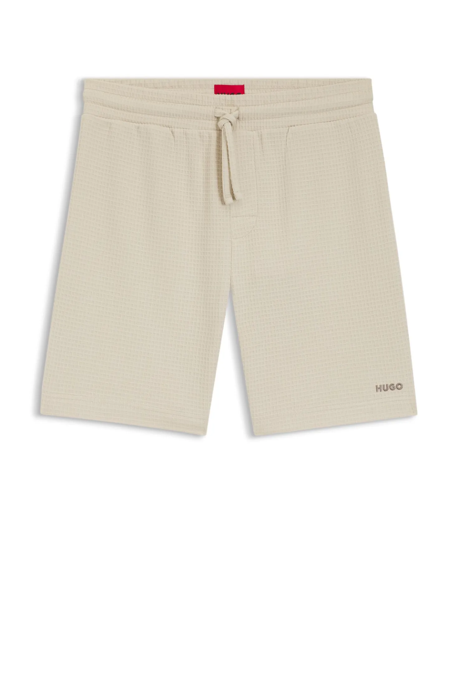 Pyjama-Shorts mit Waffelstruktur und Logo-Stickerei