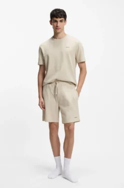 Pyjama-Shorts mit Waffelstruktur und Logo-Stickerei