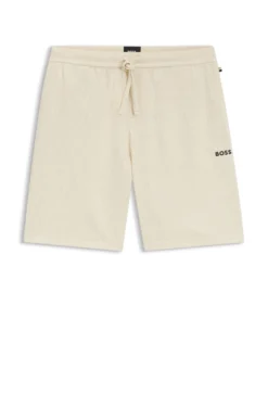 Pyjama-Shorts mit Waffelstruktur und Logo-Stickerei