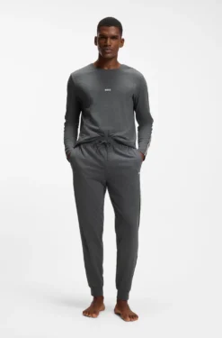 Pyjama-Top aus Baumwolle mit gestreiften Ärmel-Details