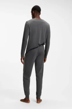 Pyjama-Top aus Baumwolle mit gestreiften Ärmel-Details