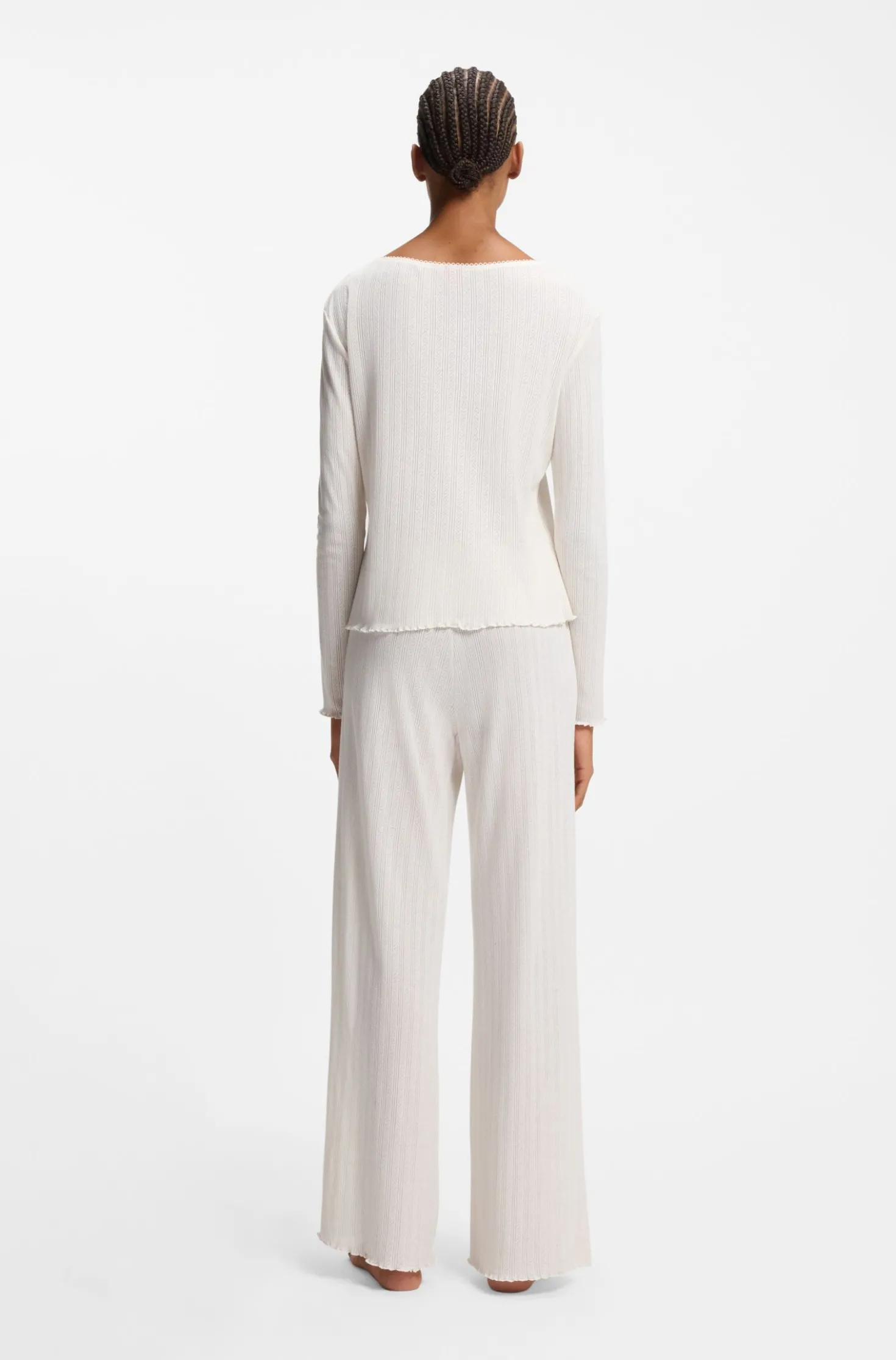 Pyjama-Top aus Pointelle mit Picot-Detail