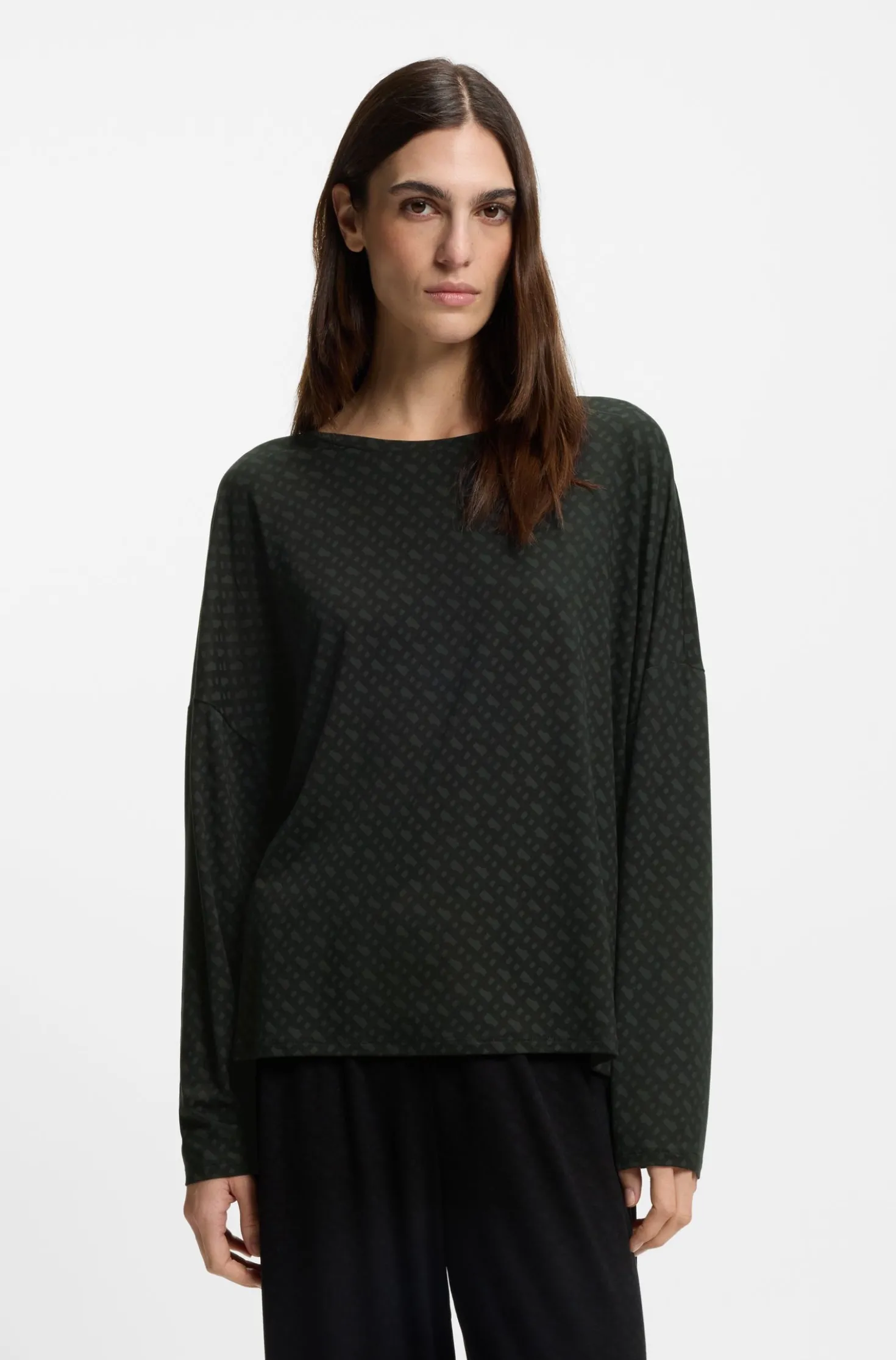 Pyjama-Top mit Monogramm-Print und Fledermausärmeln