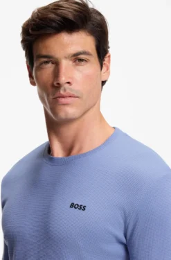Pyjama-T-Shirt aus Ottoman-Jersey mit Logo-Stickerei