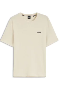Pyjama-T-Shirt mit Waffelstruktur und Logo-Stickerei