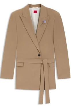 Regular-Fit Blazer aus elastischem meliertem Gewebe