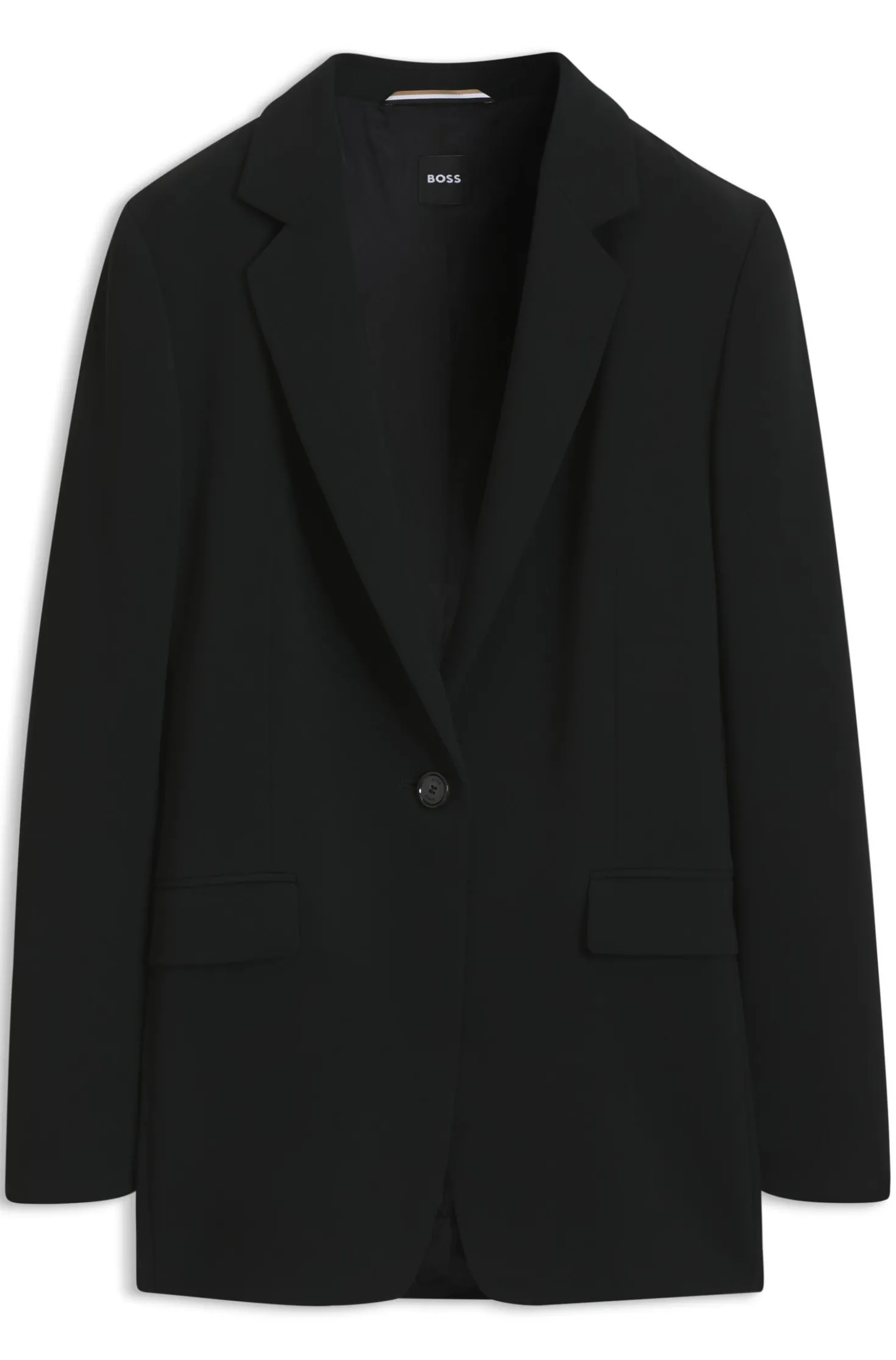 Regular-Fit Blazer aus knitterfreiem Krepp