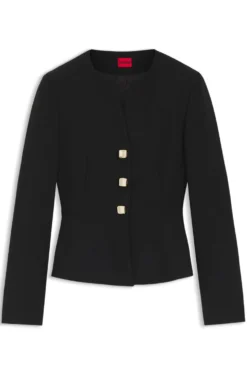 Regular-Fit Blazer aus Krepp-Gewebe mit Schößchen-Saum
