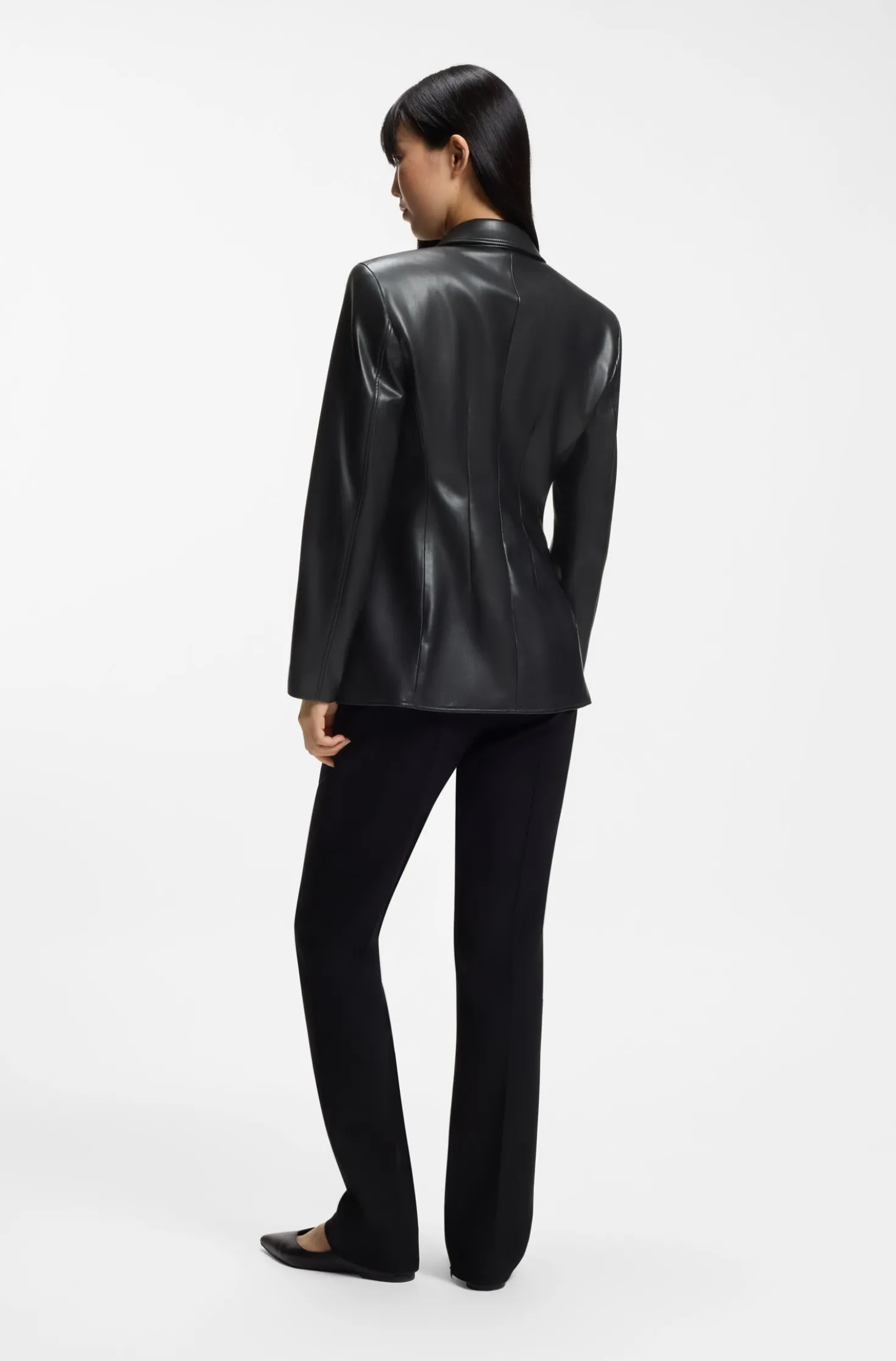 Regular-Fit Blazer aus Kunstleder