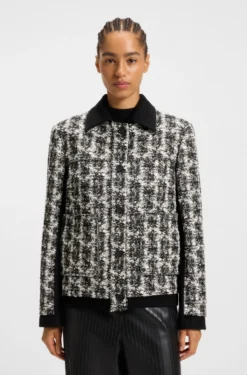Regular-Fit Blazer aus Tweed mit Feder-Muster