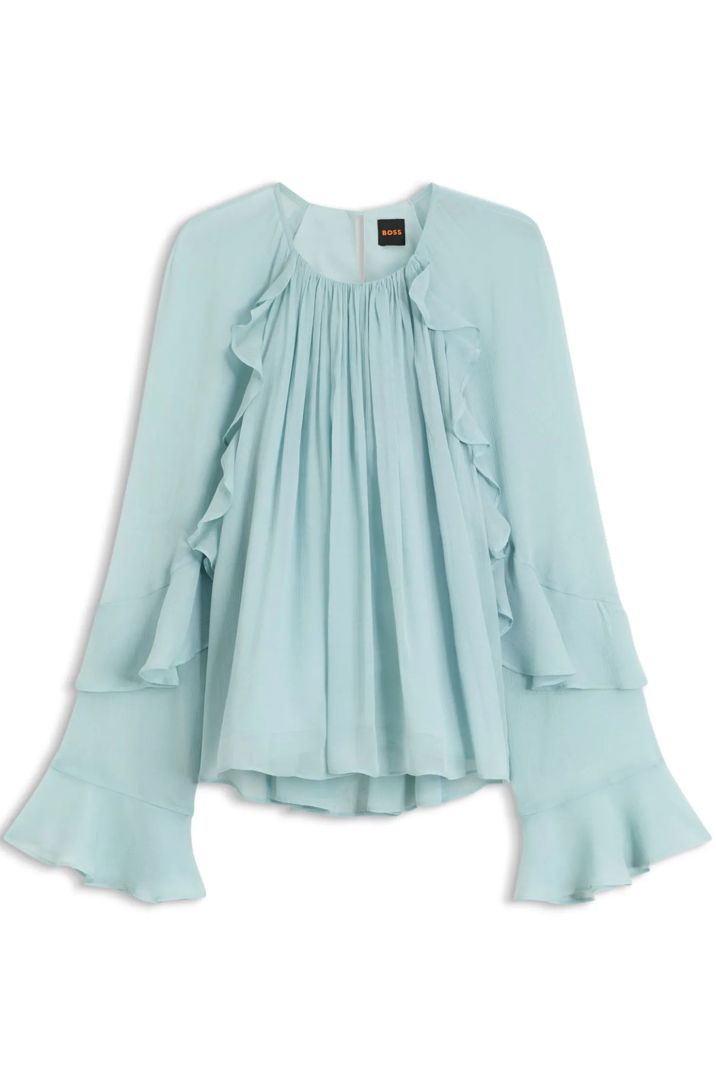 Regular-Fit Bluse aus leichtem Creponne