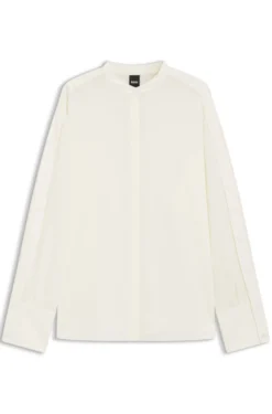 Regular-Fit Bluse aus sandgewaschener Seide mit verstellbaren Manschetten
