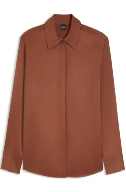 Regular-Fit Bluse aus softem, glänzendem Gewebe