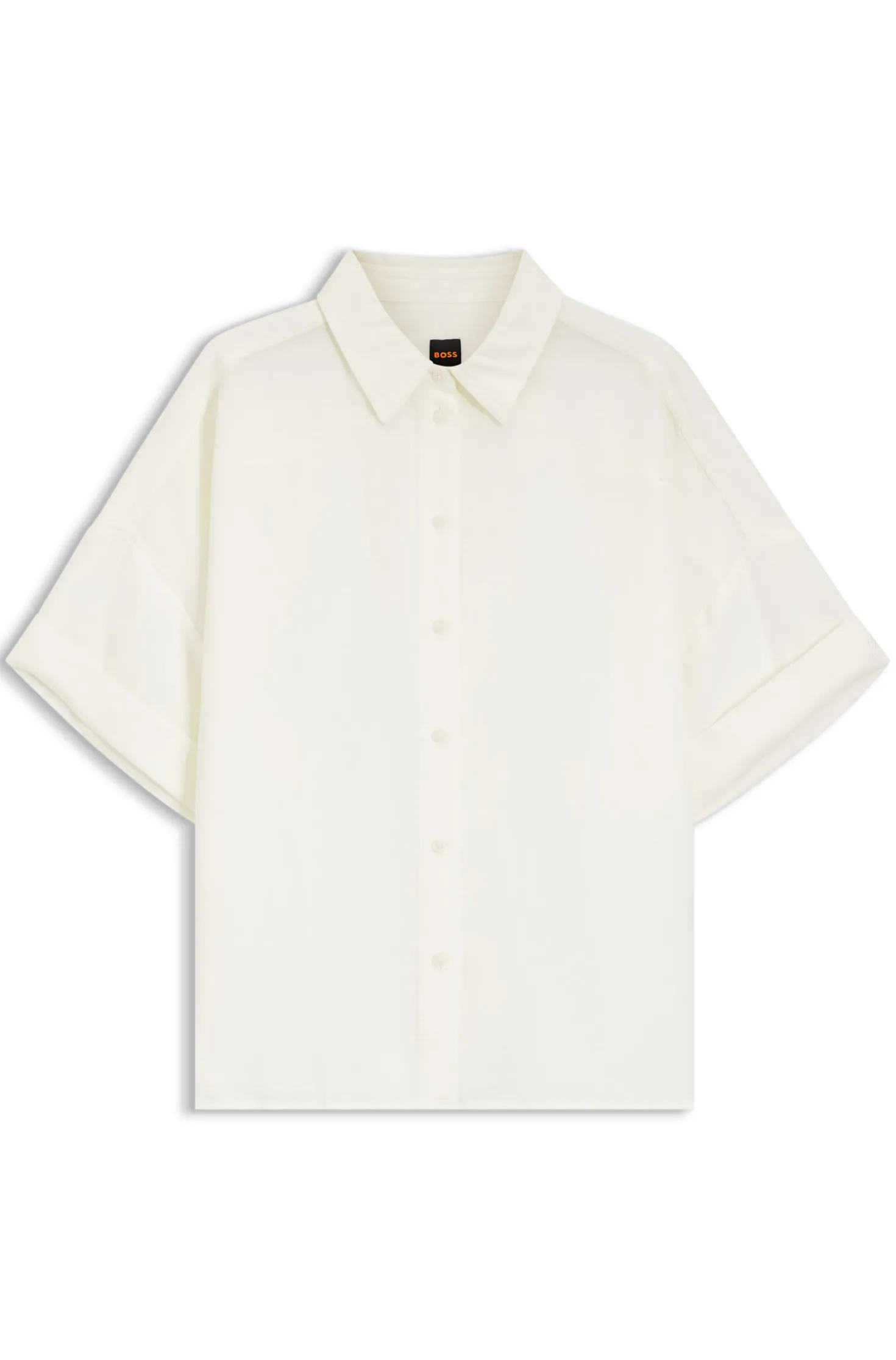 Regular-Fit Bluse mit umgeschlagenen Ärmelbündchen