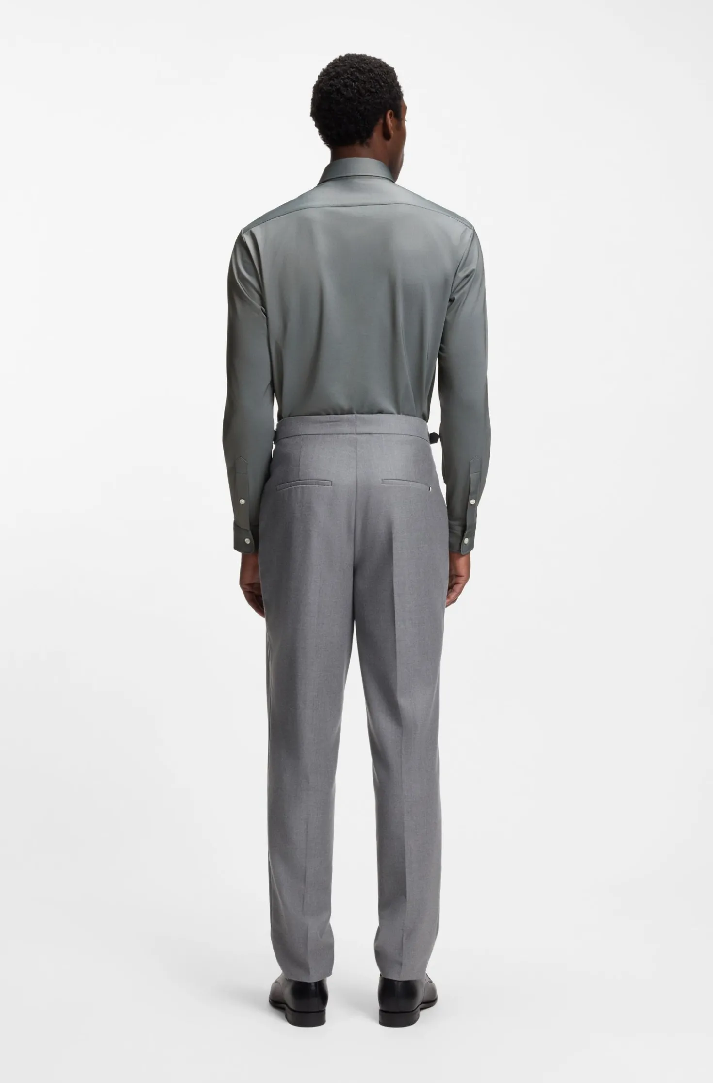 Regular-Fit Hemd aus Performance-Stretch-Jersey mit Oxford-Struktur