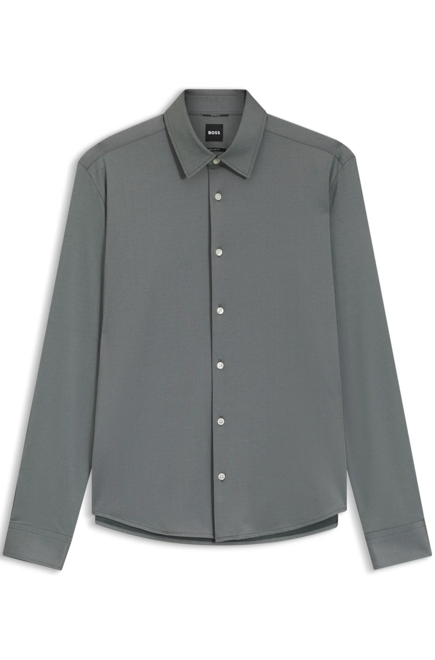Regular-Fit Hemd aus Performance-Stretch-Jersey mit Oxford-Struktur