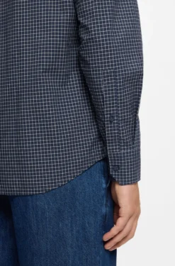 Regular-Fit Hemd aus strukturierter Stretch-Baumwolle mit Karo-Muster