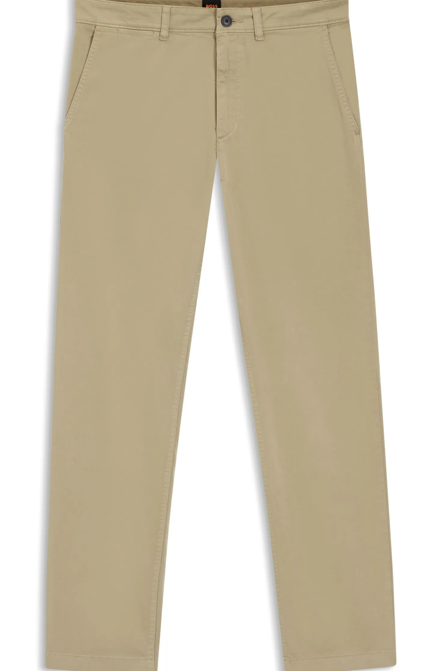 Regular-Fit Hose aus elastischem Baumwoll-Satin