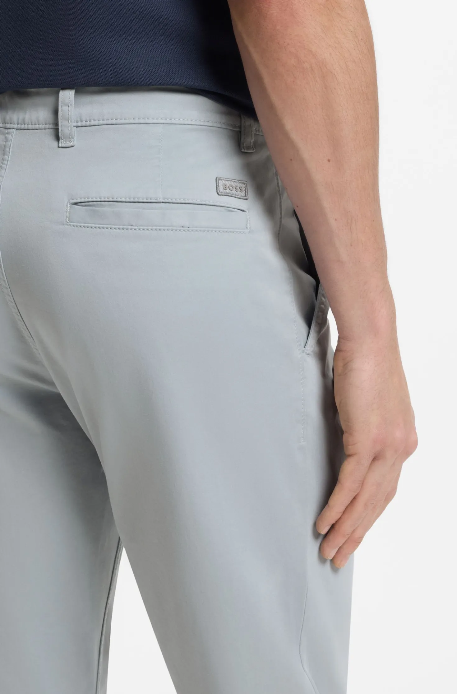 Regular-Fit Hose aus elastischem Baumwoll-Satin