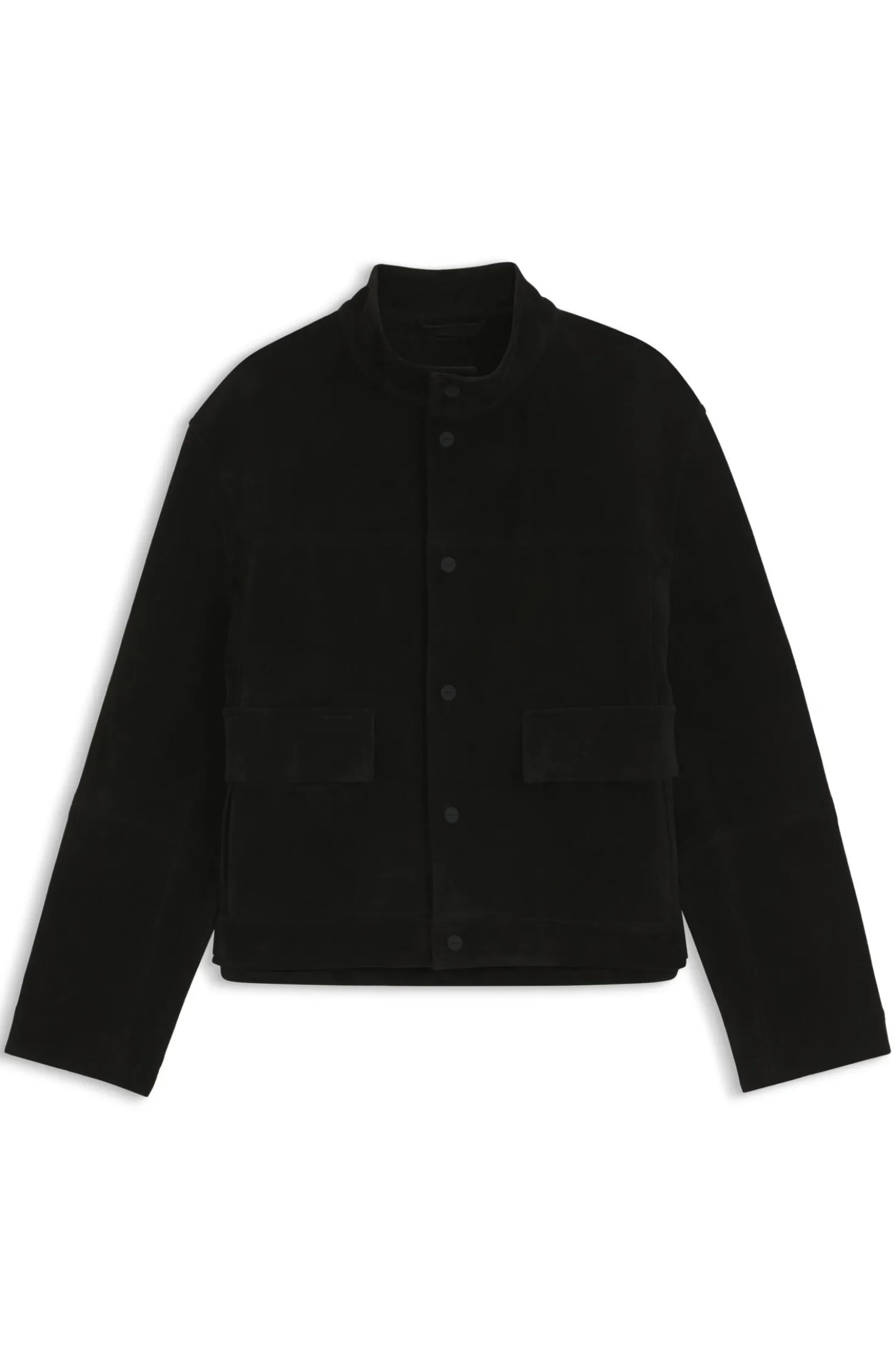 Regular-Fit Jacke aus gebondetem Gewebe in Veloursleder-Optik