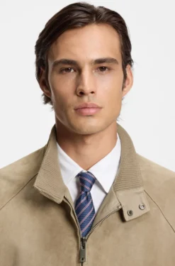Regular-Fit Jacke aus Veloursleder
