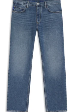 Regular-Fit Jeans aus mittelblauem Stone-washed Baumwoll-Denim
