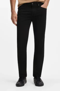 Regular-Fit Jeans aus schwarzem Stretch-Denim
