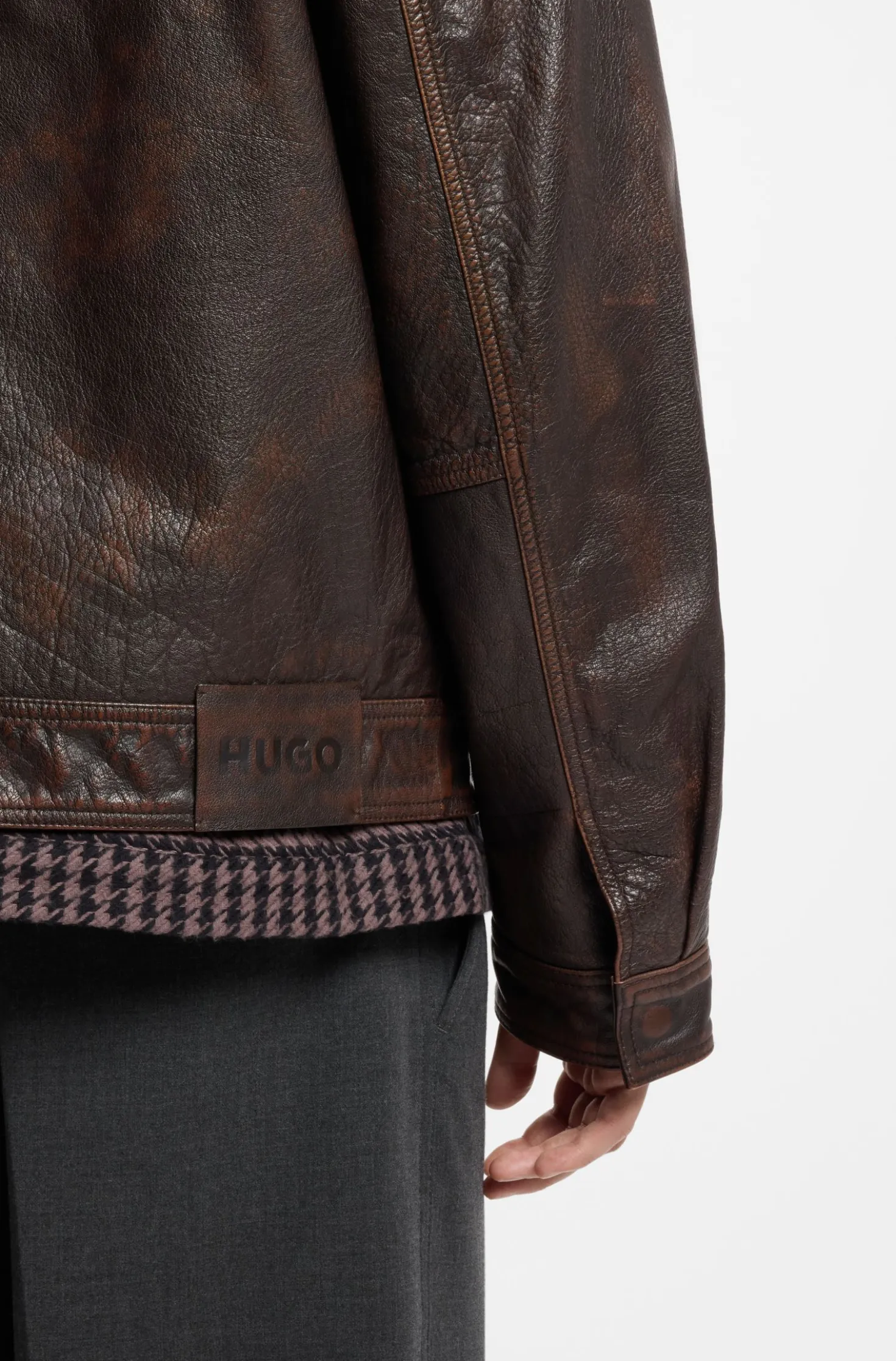 Regular-Fit Lederjacke mit Brusttaschen