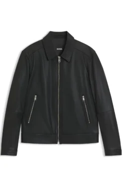 Regular-Fit Lederjacke mit Reißverschluss