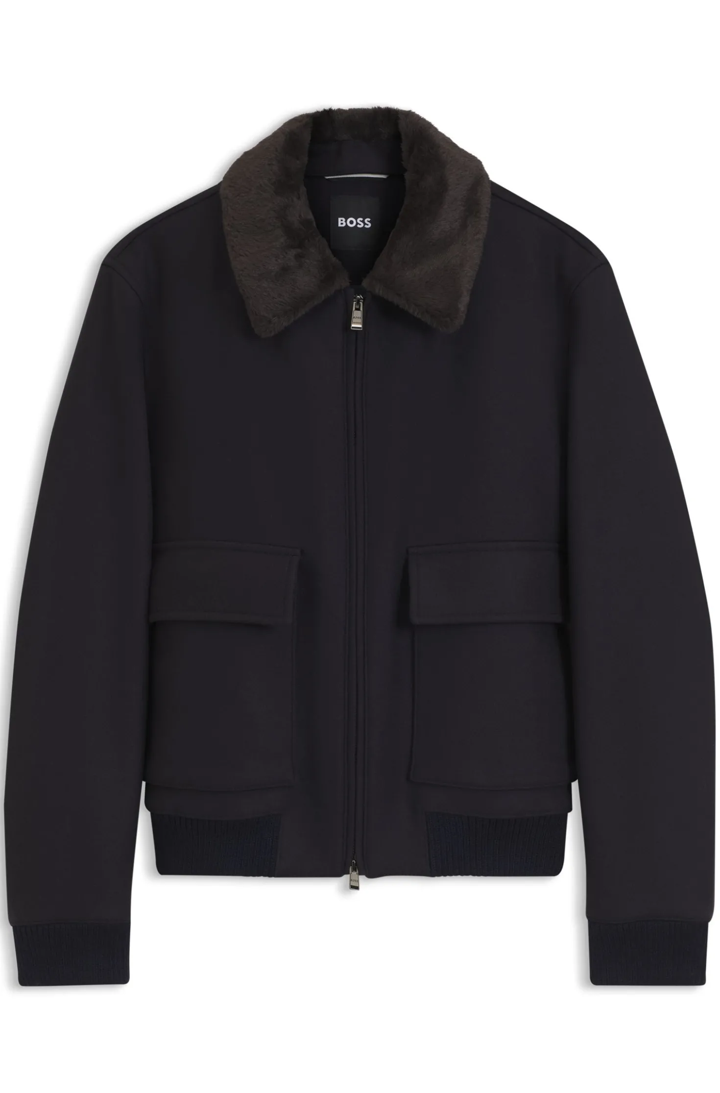 Regular-Fit Pilotenjacke mit abnehmbarem Kragen aus Kunstfell